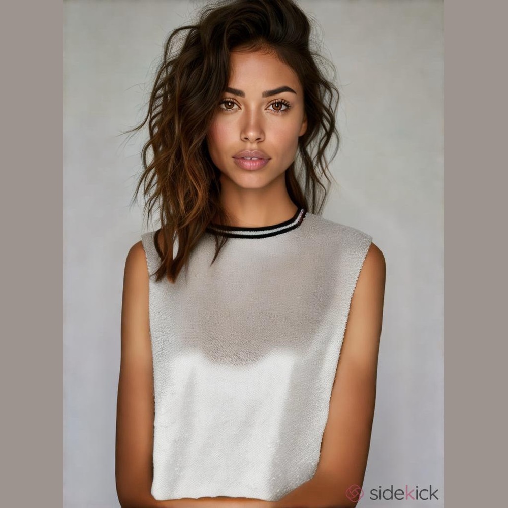 Pull&Bear White Tank Top with Black Trim